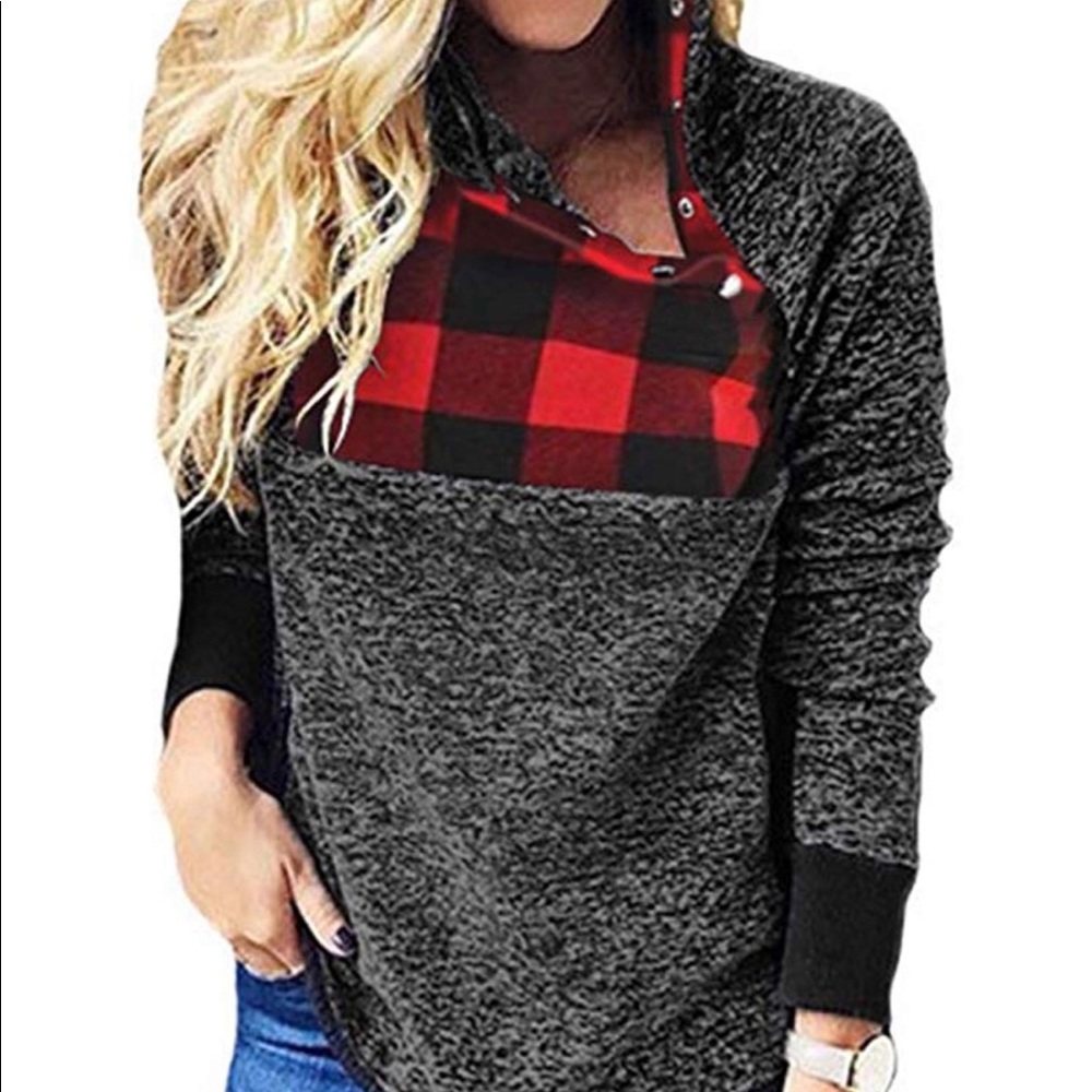 Women’s Asummetrical Snap Collar Fleece Sz M